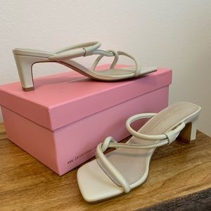 Women’s size 8 White Heeled Leather Sandals